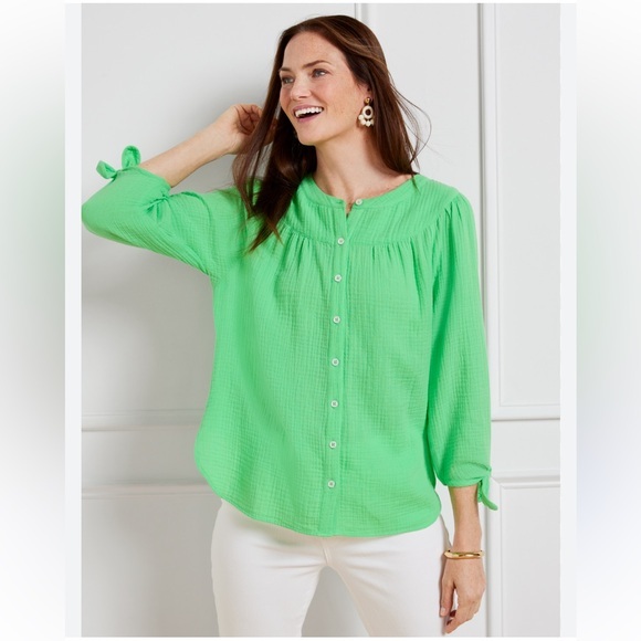 Talbots Tops - Talbots Airy Gauze Tie Sleeve Top